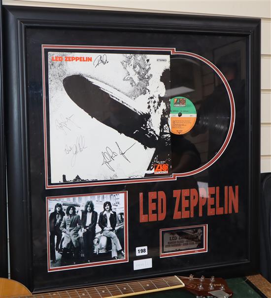 Led Zeppelin I, signed album, framed